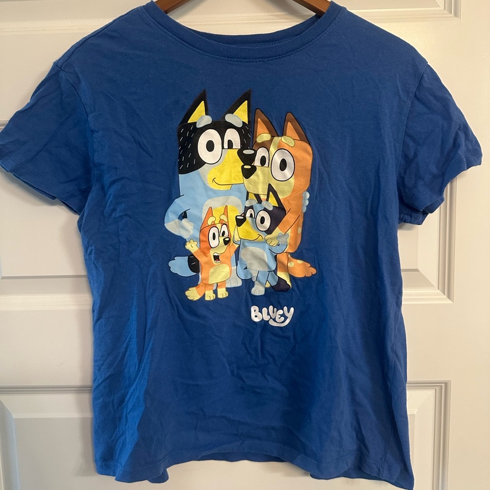 Blue Kids' Graphic Tee with Cartoon Characters